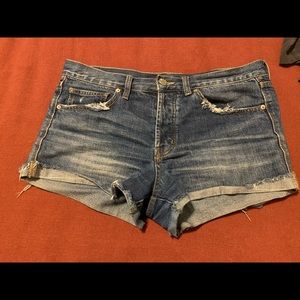 BDG, Button front demon shorts, medium wash